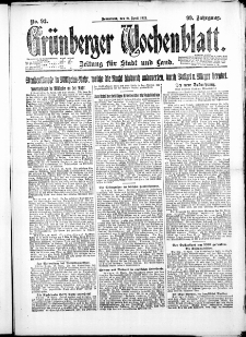 Grünberger Wochenblatt: Zeitung für Stadt und Land, No. 92. ( 21. April 1923 )