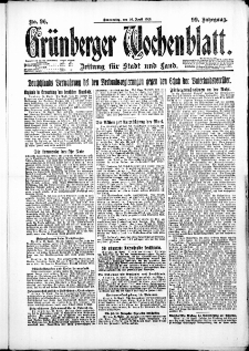 Grünberger Wochenblatt: Zeitung für Stadt und Land, No. 96. ( 26. April 1923 )