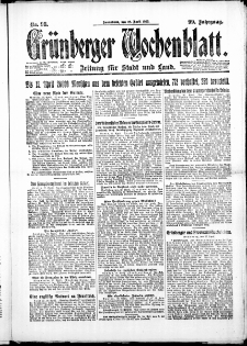 Grünberger Wochenblatt: Zeitung für Stadt und Land, No. 98. ( 28. April 1923 )