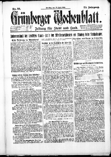 Grünberger Wochenblatt: Zeitung für Stadt und Land, No. 99. ( 29. April 1923 )