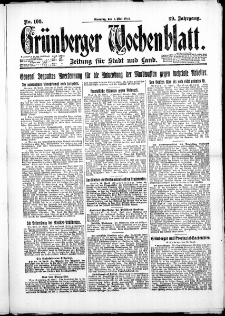 Grünberger Wochenblatt: Zeitung für Stadt und Land, No. 100. ( 1. Mai 1923 )