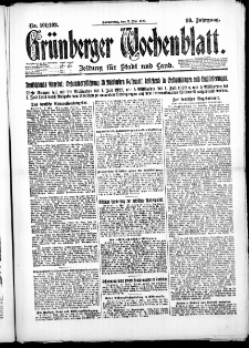 Grünberger Wochenblatt: Zeitung für Stadt und Land, No. 101/102. ( 3. Mai 1923 )