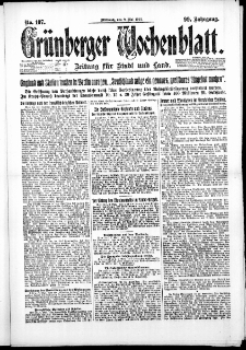 Grünberger Wochenblatt: Zeitung für Stadt und Land, No. 107. ( 9. Mai 1923 )