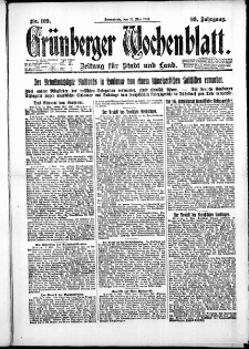 Grünberger Wochenblatt: Zeitung für Stadt und Land, No. 109. ( 12. Mai 1923 )
