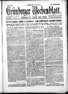 Grünberger Wochenblatt: Zeitung für Stadt und Land, No. 111. ( 15. Mai 1923 )