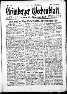 Grünberger Wochenblatt: Zeitung für Stadt und Land, No. 118. ( 24. Mai 1923 )