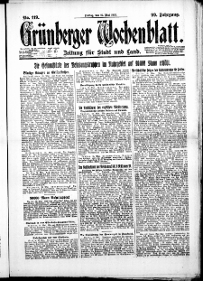 Grünberger Wochenblatt: Zeitung für Stadt und Land, No. 119. ( 25. Mai 1923 )