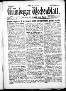 Grünberger Wochenblatt: Zeitung für Stadt und Land, No. 121. ( 27. Mai 1923 )