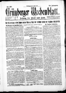 Grünberger Wochenblatt: Zeitung für Stadt und Land, No. 140. ( 19. Juni 1923 )