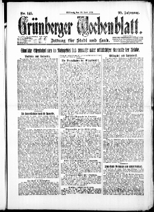 Grünberger Wochenblatt: Zeitung für Stadt und Land, No. 141. ( 20. Juni 1923 )