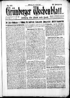Grünberger Wochenblatt: Zeitung für Stadt und Land, No. 147. ( 27. Juni 1923 )