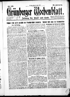 Grünberger Wochenblatt: Zeitung für Stadt und Land, No. 149. ( 29. Juni 1923 )