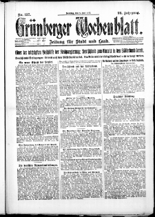 Grünberger Wochenblatt: Zeitung für Stadt und Land, No. 157. ( 8. Juli 1923 )