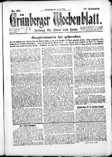 Grünberger Wochenblatt: Zeitung für Stadt und Land, No. 162. ( 14. Juli 1923 )
