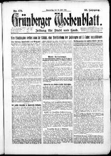 Grünberger Wochenblatt: Zeitung für Stadt und Land, No. 172. ( 26. Juli 1923 )