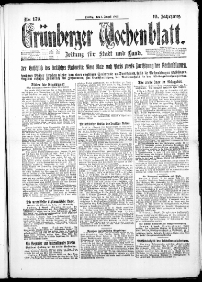 Grünberger Wochenblatt: Zeitung für Stadt und Land, No. 179. ( 3. August 1923 )