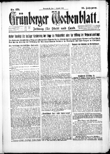 Grünberger Wochenblatt: Zeitung für Stadt und Land, No. 180. ( 4. August 1923 )