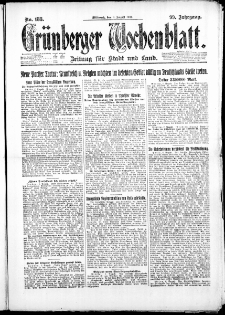 Grünberger Wochenblatt: Zeitung für Stadt und Land, No. 183. ( 8. August 1923 )