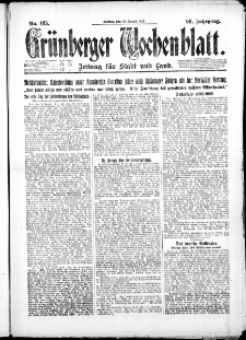 Grünberger Wochenblatt: Zeitung für Stadt und Land, No. 185. ( 10. August 1923 )