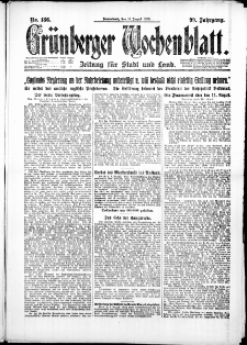 Grünberger Wochenblatt: Zeitung für Stadt und Land, No. 186. ( 11. August 1923 )