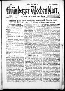 Grünberger Wochenblatt: Zeitung für Stadt und Land, No. 189. ( 15. August 1923 )