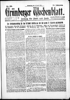 Grünberger Wochenblatt: Zeitung für Stadt und Land, No. 190. ( 16. August 1923 )