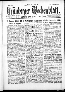 Grünberger Wochenblatt: Zeitung für Stadt und Land, No. 191. ( 17. August 1923 )