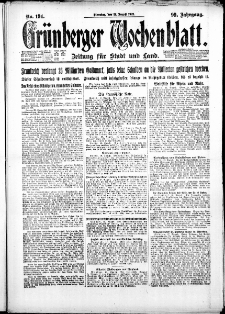 Grünberger Wochenblatt: Zeitung für Stadt und Land, No. 194. ( 21. August 1923 )