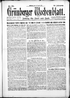 Grünberger Wochenblatt: Zeitung für Stadt und Land, No. 195. ( 22. August 1923 )