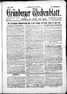 Grünberger Wochenblatt: Zeitung für Stadt und Land, No. 199. ( 26. August 1923 )