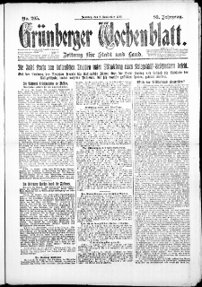 Grünberger Wochenblatt: Zeitung für Stadt und Land, No. 205. ( 2. September 1923 )