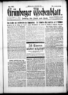 Grünberger Wochenblatt: Zeitung für Stadt und Land, No. 207. ( 5. September 1923 )