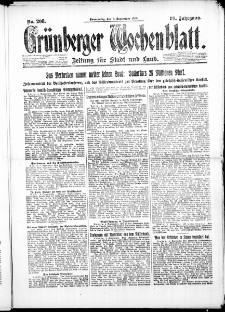 Grünberger Wochenblatt: Zeitung für Stadt und Land, No. 208. ( 6. September 1923 )