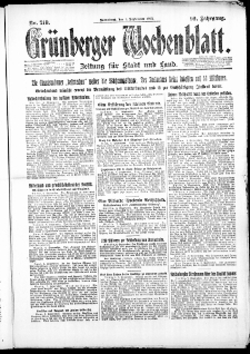 Grünberger Wochenblatt: Zeitung für Stadt und Land, No. 210. ( 8. September 1923 )