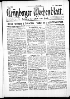 Grünberger Wochenblatt: Zeitung für Stadt und Land, No. 211. ( 6. September 1923 )