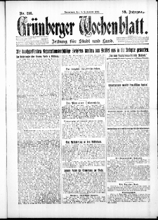 Grünberger Wochenblatt: Zeitung für Stadt und Land, No. 216. ( 15. September 1923 )