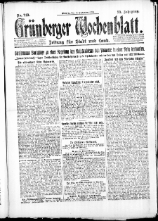 Grünberger Wochenblatt: Zeitung für Stadt und Land, No. 218. ( 18. September 1923 )