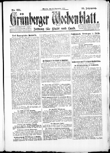 Grünberger Wochenblatt: Zeitung für Stadt und Land, No. 224. ( 25. September 1923 )