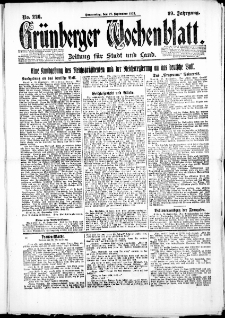 Grünberger Wochenblatt: Zeitung für Stadt und Land, No. 226. ( 27. September 1923 )