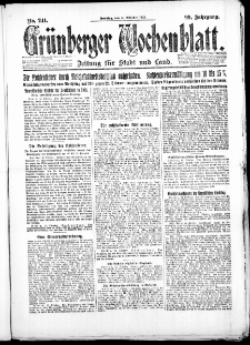 Grünberger Wochenblatt: Zeitung für Stadt und Land, No. 241. ( 14. Oktober 1923 )