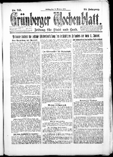 Grünberger Wochenblatt: Zeitung für Stadt und Land, No. 245. ( 19. Oktober 1923 )