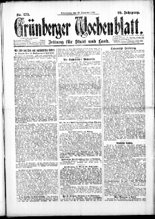 Gr&uuml;nberger Wochenblatt: Zeitung f&uuml;r Stadt und Land, No. 275. ( 20. Dezember 1923 )