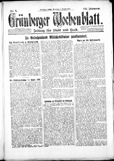 Grünberger Wochenblatt: Zeitung für Stadt und Land, No. 3. ( 5. Januar 1926 )