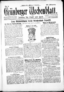 Grünberger Wochenblatt: Zeitung für Stadt und Land, No. 4. ( 6. Januar 1926 )