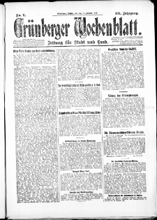 Gr&uuml;nberger Wochenblatt: Zeitung f&uuml;r Stadt und Land, No. 6. ( 8. Januar 1926 )