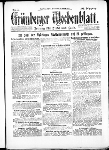 Grünberger Wochenblatt: Zeitung für Stadt und Land, No. 7. ( 9. Januar 1926 )