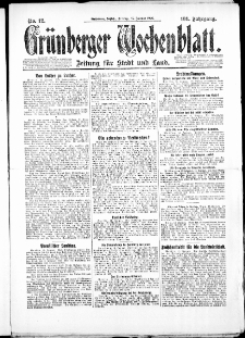 Grünberger Wochenblatt: Zeitung für Stadt und Land, No. 12. ( 15. Januar 1926 )