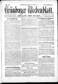 Gr&uuml;nberger Wochenblatt: Zeitung f&uuml;r Stadt und Land, No. 19. ( 23. Januar 1926 )
