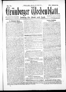 Grünberger Wochenblatt: Zeitung für Stadt und Land, No. 21. ( 26. Januar 1926 )