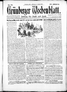Gr&uuml;nberger Wochenblatt: Zeitung f&uuml;r Stadt und Land, No. 22. ( 27. Januar 1926 )